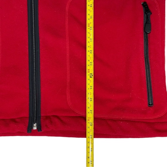 VTG Chaps Ralph Lauren Fleece Zipper Front Jacket Chaps RL Logo Red Mens Med - Picture 9 of 10